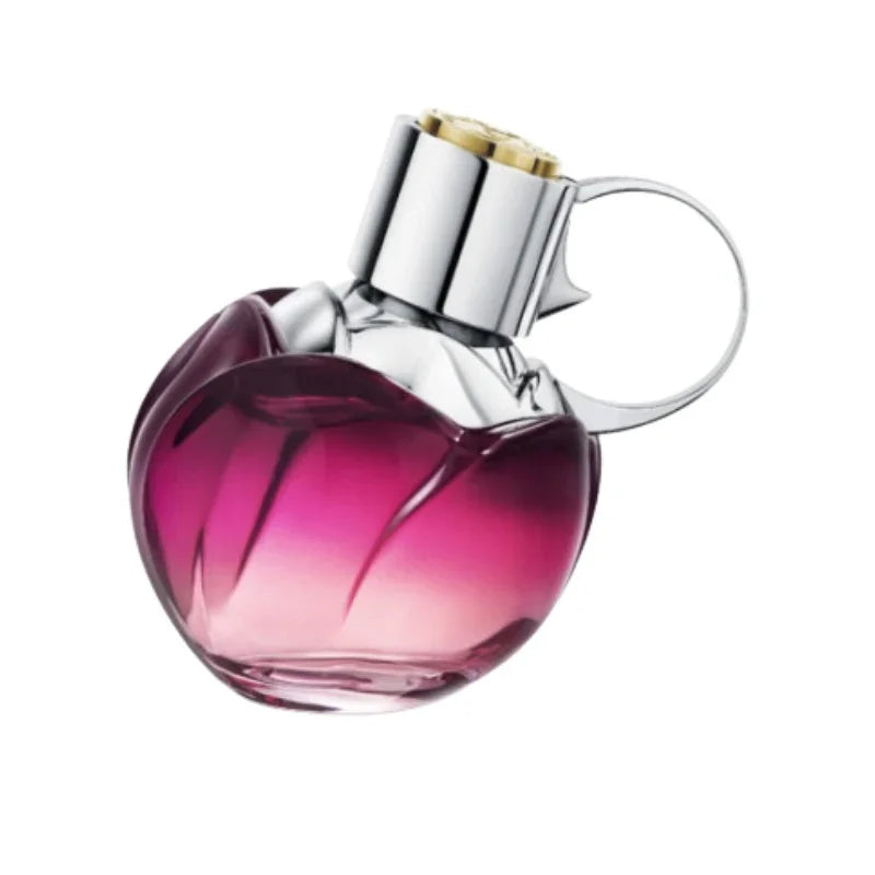 Pink and silver perfume bottle with a floral design, featured at Perfumetics.pk