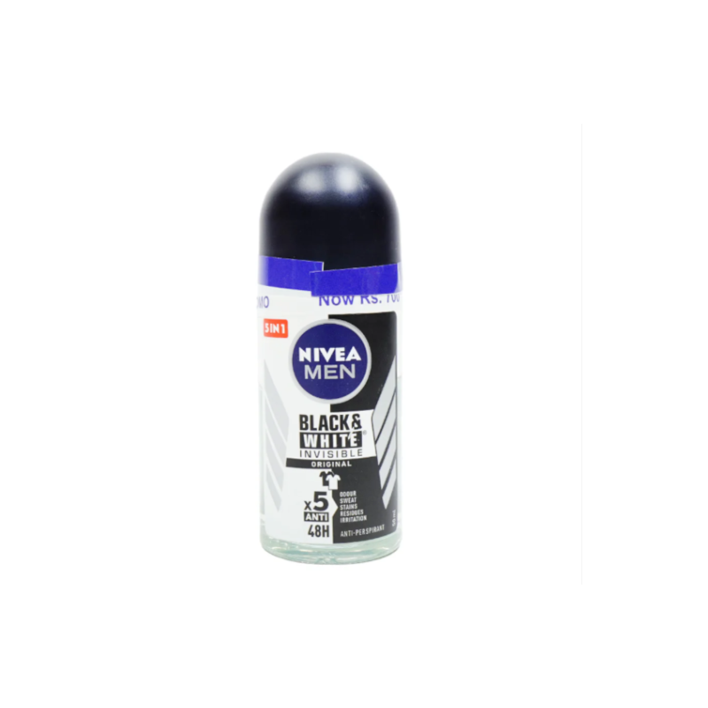 NIVEA ROLL ON BLACK & WHITE INVISIBLE ORIGINAL FOR MEN 50 ML