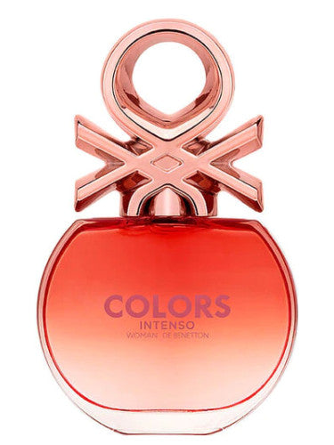 Benetton Colors Rose Intenso Eau de Parfum 80ml for women, red gradient perfume bottle