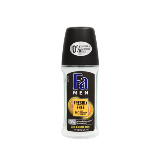 Fa Men 24H Freshly Free Lime & Ginger Scent Roll-On Deodorant, For Men, 50ml